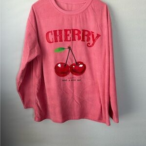SHEIN Pink Cherry Long Sleeve Tee